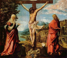 Распятие Христос на кресте, Мария и Иоанн